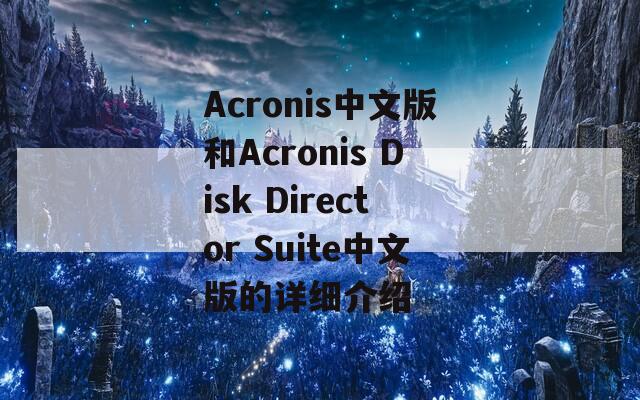 Acronis中文版和Acronis Disk Director Suite中文版的详细介绍