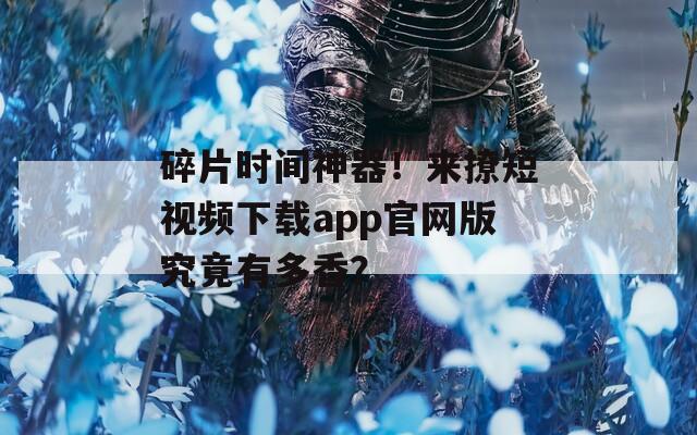 碎片时间神器！来撩短视频下载app官网版究竟有多香？