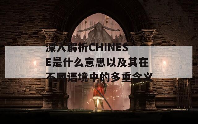 深入解析CHINESE是什么意思以及其在不同语境中的多重含义