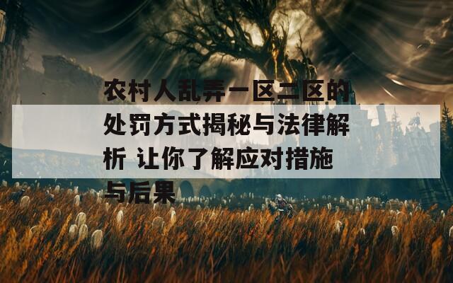 农村人乱弄一区二区的处罚方式揭秘与法律解析 让你了解应对措施与后果