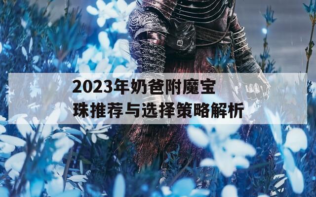 2023年奶爸附魔宝珠推荐与选择策略解析