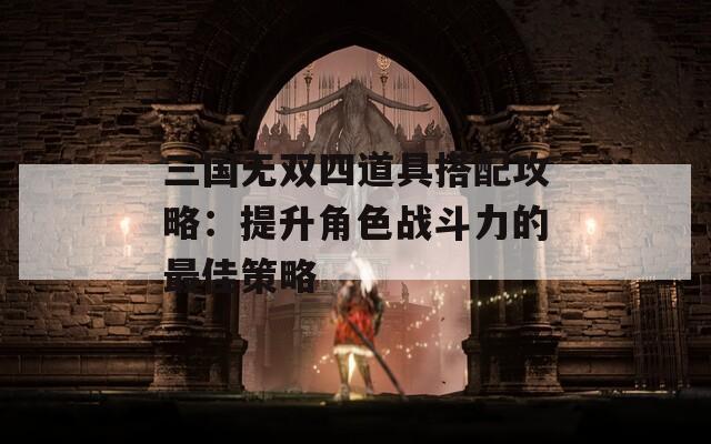 三国无双四道具搭配攻略：提升角色战斗力的最佳策略