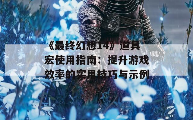 《最终幻想14》道具宏使用指南：提升游戏效率的实用技巧与示例