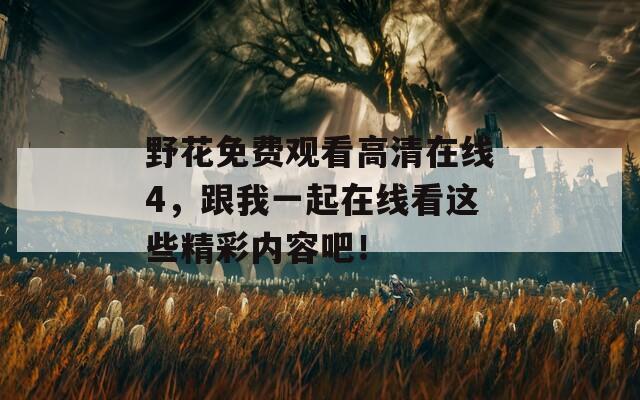 野花免费观看高清在线4，跟我一起在线看这些精彩内容吧！