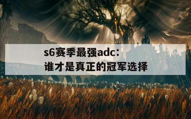 s6赛季最强adc：谁才是真正的冠军选择