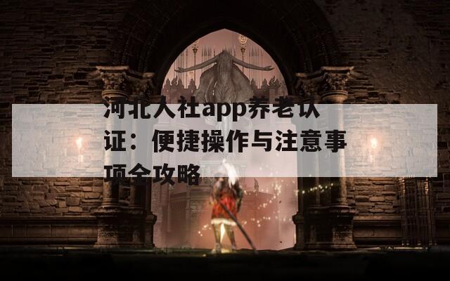 河北人社app养老认证：便捷操作与注意事项全攻略