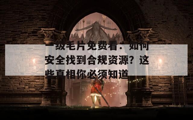 一级毛片免费看：如何安全找到合规资源？这些真相你必须知道