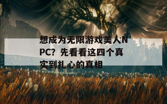 想成为无限游戏美人NPC？先看看这四个真实到扎心的真相