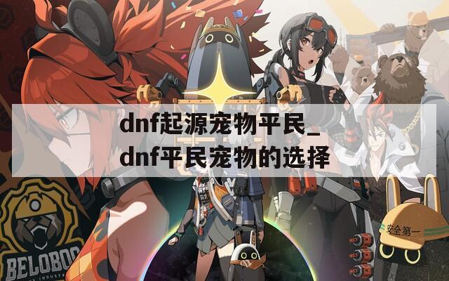 dnf起源宠物平民_dnf平民宠物的选择