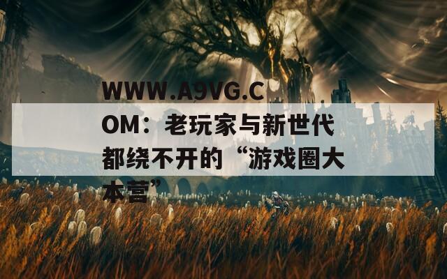 WWW.A9VG.COM：老玩家与新世代都绕不开的“游戏圈大本营”